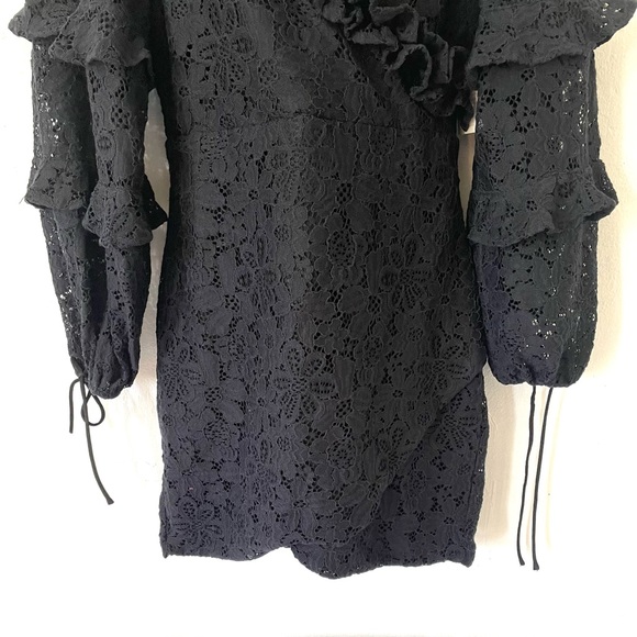 Tularosa Revolve Black Lace Lindsey Ruffle Mini Dress - Picture 10 of 17